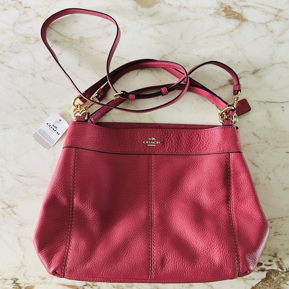 COACH Lexy Rouge Pink Pebbled Leather Shoulder Bag